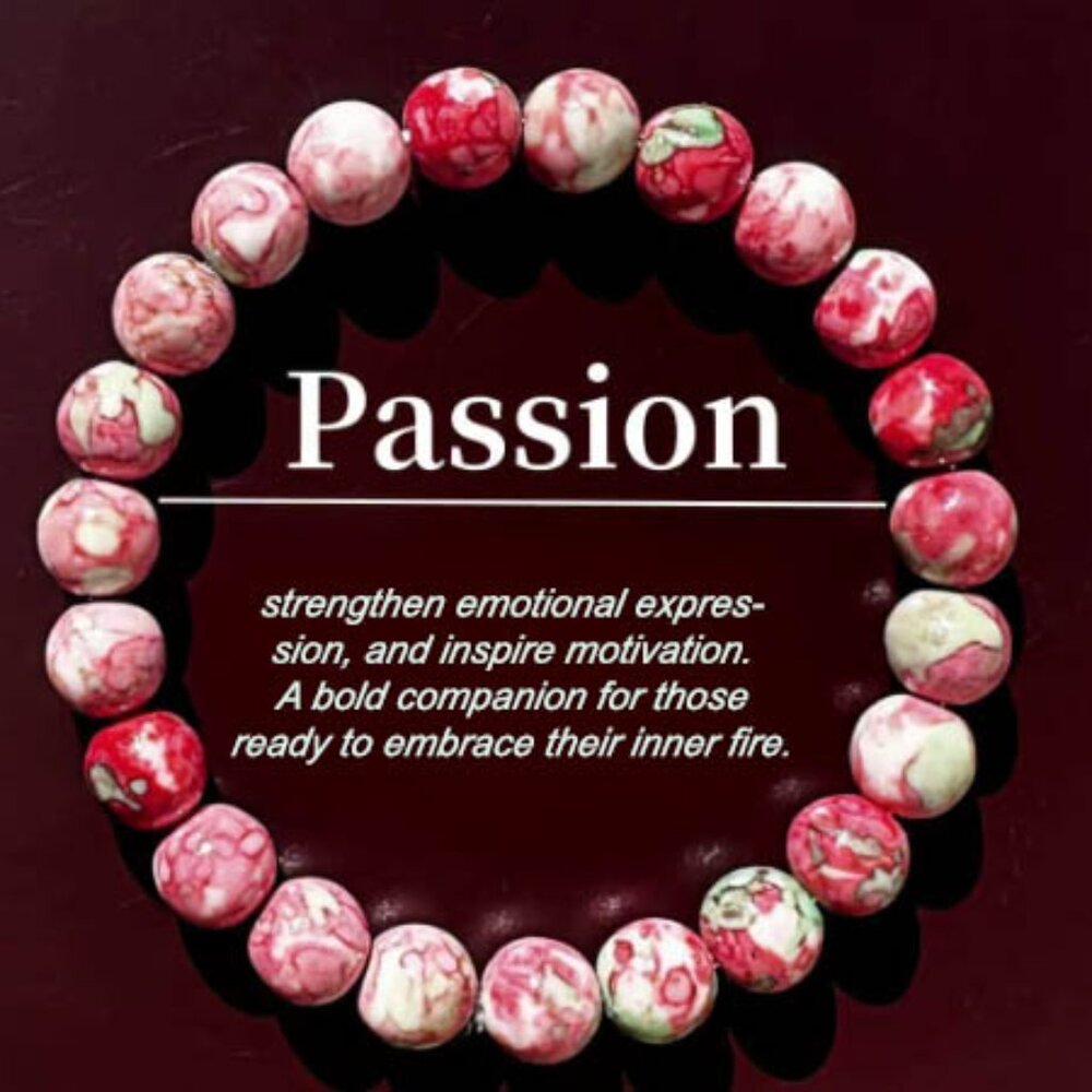 Passion & Motivation Bracelet – Red & White Marbled Stone